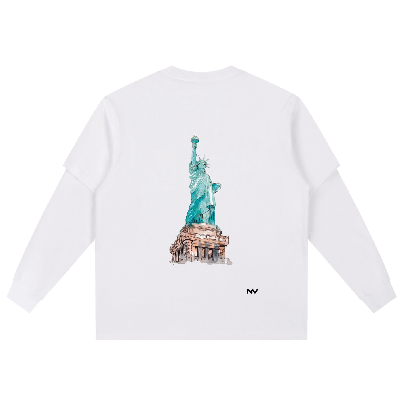 Long Sleeve Oversized Tee (Statue of Liberty)
