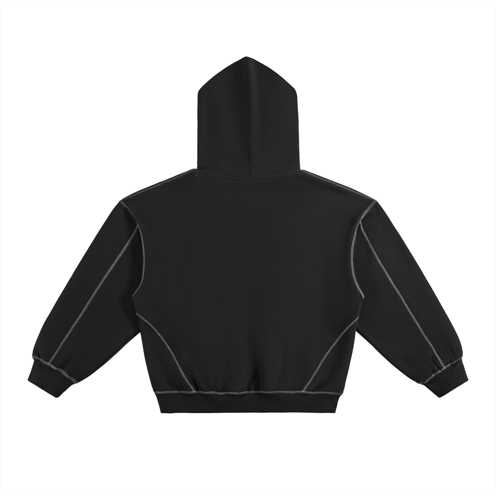 Contrast Stitched Hoodie Black