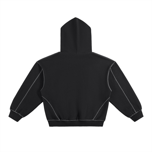 Contrast Stitched Hoodie Black