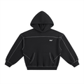 Contrast Stitched Hoodie Black