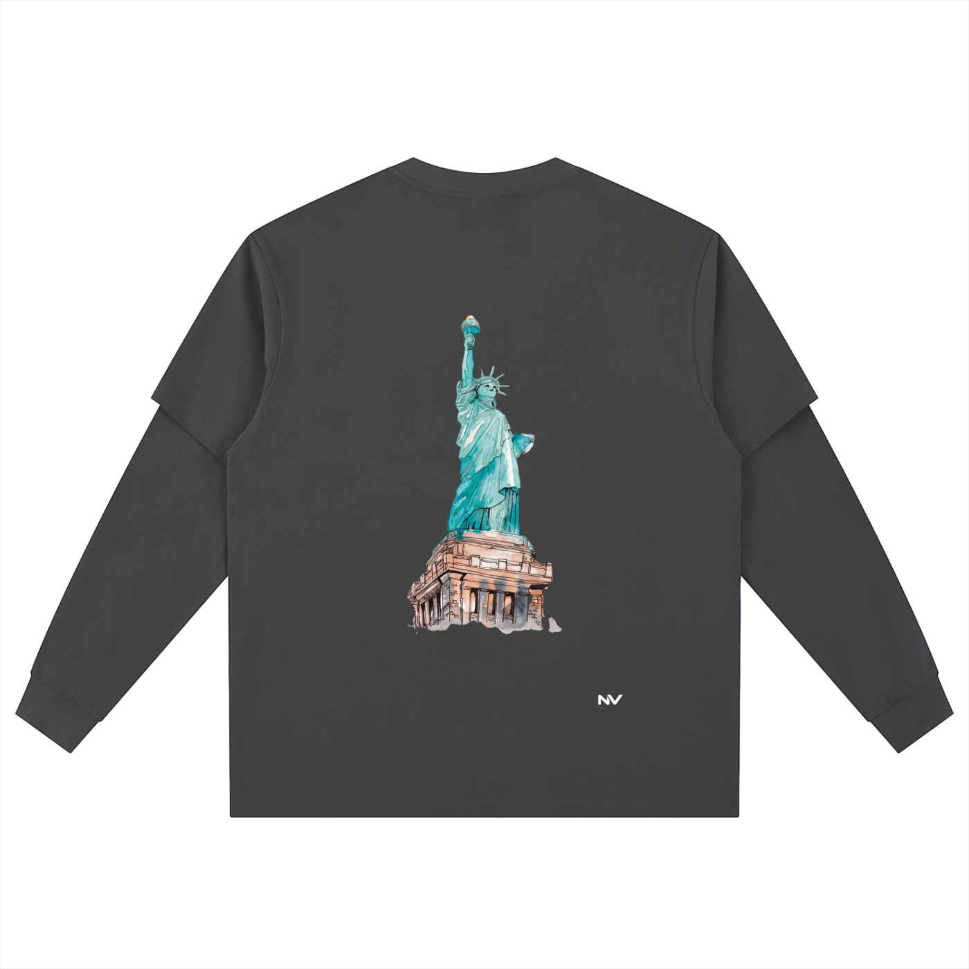 Long Sleeve Oversized Tee (Statue of Liberty)