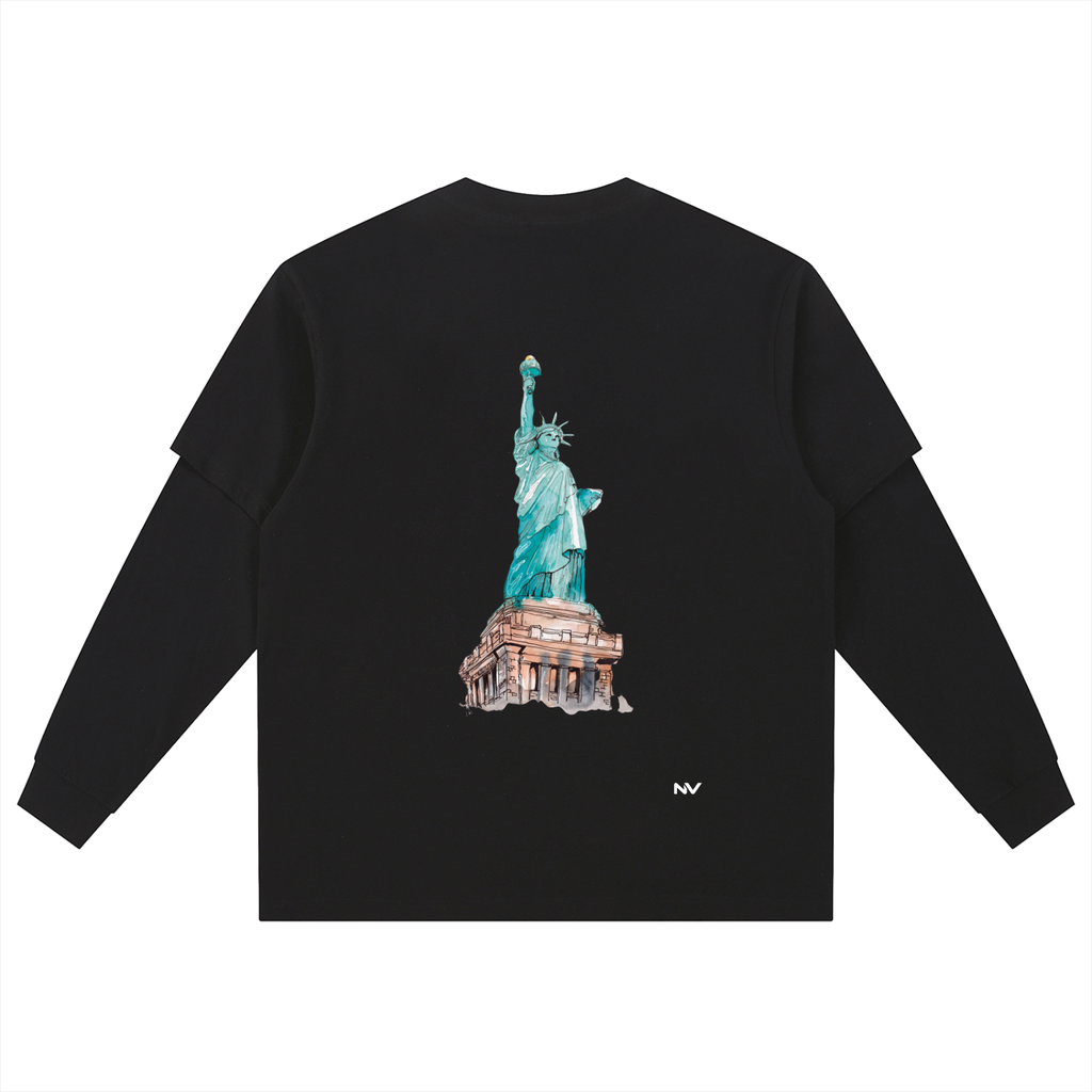 Long Sleeve Oversized Tee (Statue of Liberty)