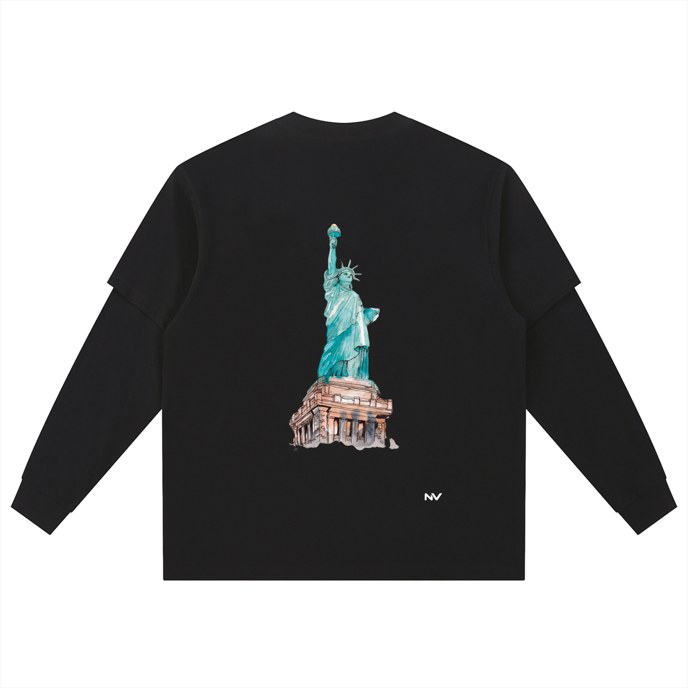 Long Sleeve Oversized Tee (Statue of Liberty)